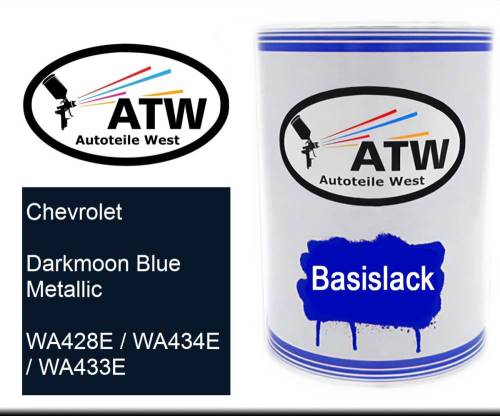 Chevrolet, Darkmoon Blue Metallic, WA428E / WA434E / WA433E: 500ml Lackdose, von ATW Autoteile West.